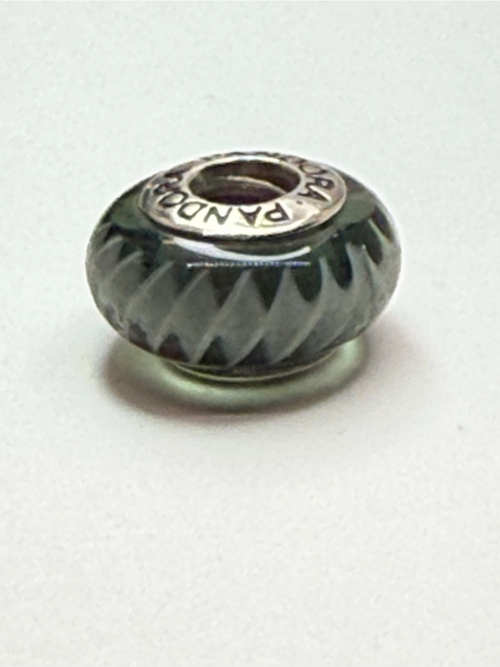 Pandora Retired Black Zig Zag Murano Glass Charm 790601